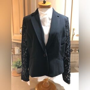 Nine West Black Jacket w/ Lace Sleeves Sz. 14